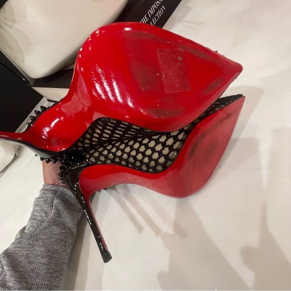 CHRISTIAN LOUBOUTIN Black Guni 100 Parent Fishnet Pumps 38 - Picture 3 of 6